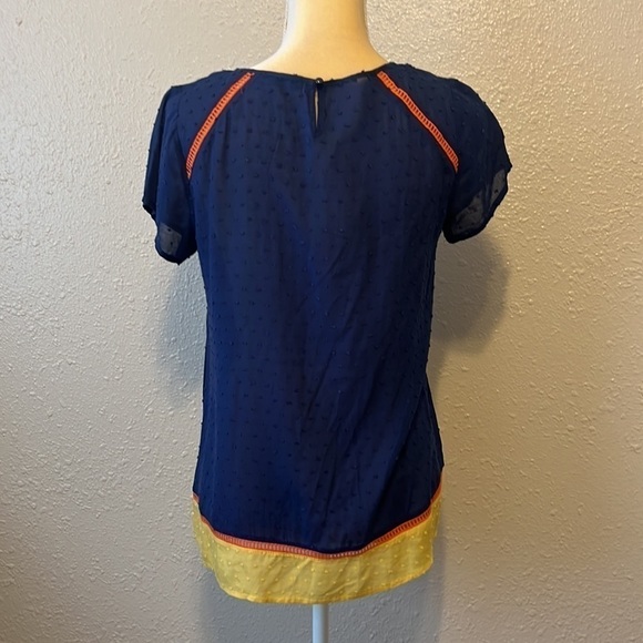 Thml Blue Embroidered Boho Top Size S - Picture 3 of 7